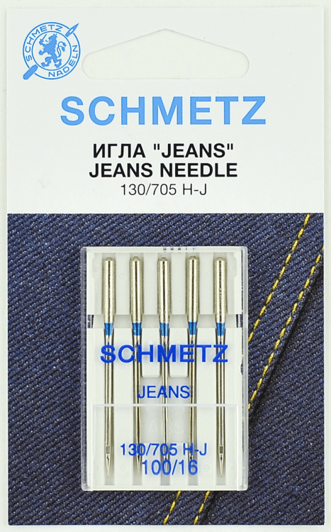 Иглы для джинс SCHMETZ №100, 5 шт. 130/705H-J 100/16